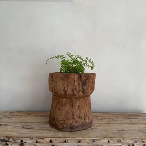 Antique Primitive Wooden Planter, Rustic Ukhali Side Table