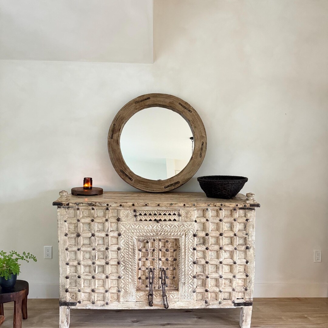 Reclaimed Wheel Mirror - Bleached, Antique Wagon Wheel Wall Mirror ...