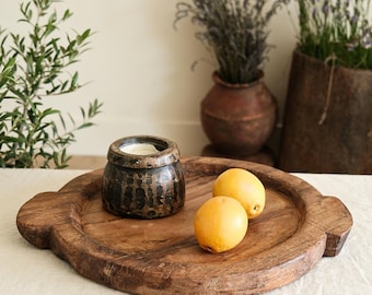 Bol para masa de madera de teca vintage | Bandeja rústica Parat de 21,2"