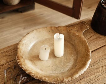 Textured Marble Parat | Antique Stone Serving Tray 20.5" | Rustic Home Decor