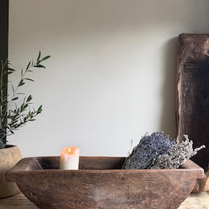 Vintage Hand Carved Wooden Bowl | Rustic Teak Catch All Bowl | Wabi Sabi Farmhouse Decor | Boho Home