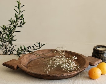 Vintage Teak Wood Dough Bowl | Rustic Parat Tray