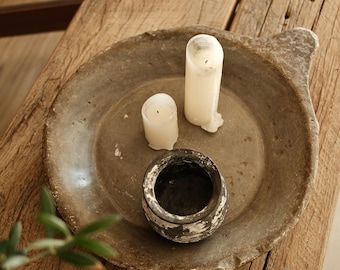 Antique Stone Catchall Tray 19" | Hand Carved Marble Parat | Rustic Home Decor