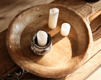 Antique Marble Tray 23" | Hand Carved Stone Parat | Wabi Sabi Centerpiece