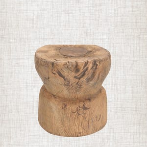 Vintage Wood Ukhali Vessel | Rustic Teak Accent Table