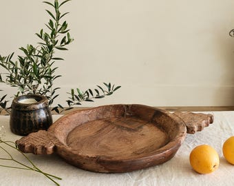 Bol para masa de madera de teca vintage | Bandeja rústica Parat de 63,5 cm (25")