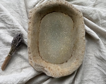Vintage Marble Stone Tray | Rustic Kharal Catch All Dish | Wabi Sabi Decor