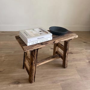 Reclaimed Wood Bench 24" | Rustic Sofa End Table | Entryway Farmhouse Stool