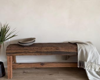 Rustic Barn Beam Wooden Bench 48", Reclaimed Wood Entryway Bench, Farmhouse Decor