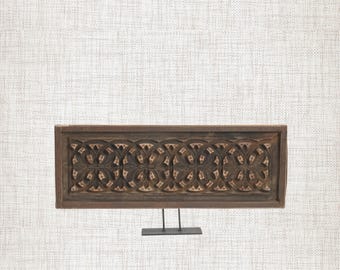 Molde antiguo tallado en madera de teca | Arte mural con patrón de arcos entrelazados | Decoración con materiales arquitectónicos recuperados | Wabi Sabi Home