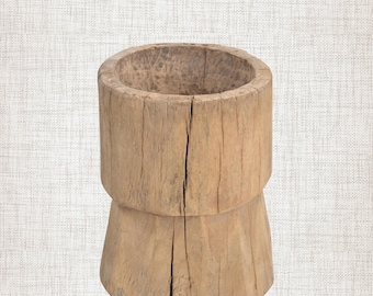 Cuenco Ukhali de madera vintage | Mesa auxiliar rústica tallada