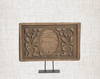 Molde de hormigón de teca antigua | Arte mural de estrella ovalada | Decoración con materiales arquitectónicos recuperados | Hogar bohemio Wabi Sabi