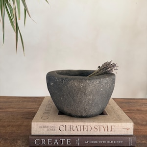 Jardinière antique en pierre lourde | Bol en calcaire sculpté à la main