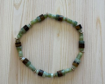 One and only - Green Beaded Bracelet: Unique Bamboo Style, One-of-a-Kind