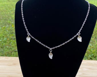 Necklace - leaf charms - fall - elegant – unique – autumn style –