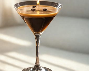 Espresso Martini Candle: Coffee-Scented Soy Wax Cocktail Glass Candle