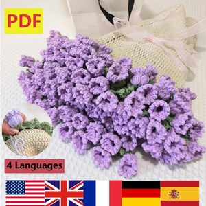 Überraschungs-Maiglöckchen Blumenstrauß Decke Muster, Sofortiger Download PDF, Einfaches Muster für Anfänger, Muttertagsgeschenk, Blumenstrauß Decke Geschenk