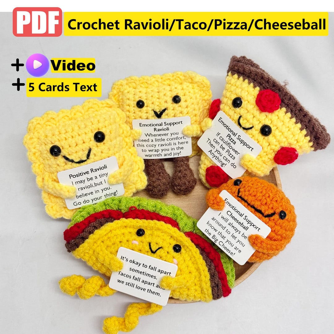 Crochet Set of 5 Pattern,crochet Ravioli/taco/cheeseball/pizza ...