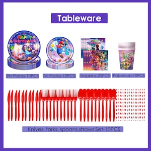 Sup*r Mar*o Theme Birthday Party Decorations - Banner, Cake Topper, Balloons, Tablecloth, Plates & Tableware, Kids Birthday Party Supplies image 7
