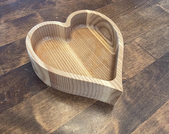 Handmade Wooden Heart Catchall Tray | Solid Wood Valet Dish | Key & Jewelry Bowl | Entryway Organizer | Rustic Home Decor Gift