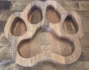 Paw Print Wooden Snack Tray – Handmade Pet Treat Tray & Catchall Organizer