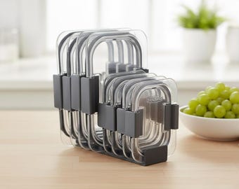 Rubbermaid Brilliance Lid Holder | Vertical Cabinet Organizer | 3D Printed Space Saving Rack for Small & Large Lids
