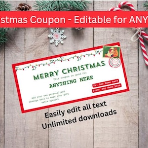Bon de réduction de Noël Cadeau pour Noël imprimable PDF personnalisé imprimable Bon de réduction de Noël Film babysitting spa cadeau père Noël