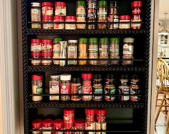 Large 5-tier Hanging Wooden Spice Rack Handmade Kitchen Storage Solution