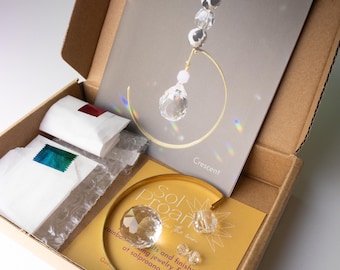 Kit para crear atrapasoles de prisma / Creador de arcoíris de cristal / Kit de manualidades para adultos / Media luna