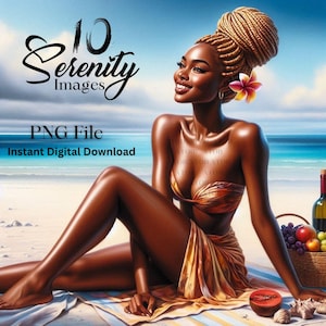 10 sereniteit clipart, Afro-Amerikaanse clipart, positieve citaten, ontspanningscitaten, zelfzorg clipart, digitale downloads, instant download