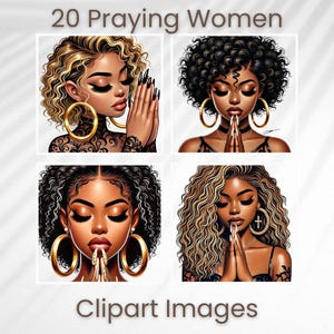 20 Lindas Mulheres Orando Clipart Mulheres Negras Orando Mãos Clipart, Menina Religiosa PNG, Oração Espiritual Cristã Feminina, Uso Comercial