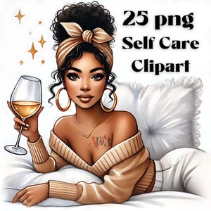 25 Self Care Black Boss Lady Bundle Png, Black Girl Boss Clipart, Clipart femme noire, Black Boss Lady, Black Afro Lady PNG, Girl Boss PNG