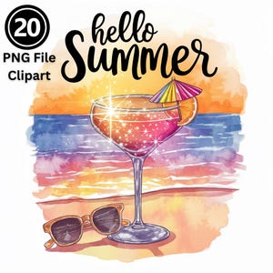 20 Hallo Sommer PNG, Sublimation Digital Design Download Sommerzeit PNG, süßer Sommer PNG, Sommer PNG, Sommer Clipart, Hallo Sommer Png