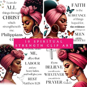 10 spirituele kracht PNG bundel bidden vrouwen clipart zwarte melanine bidden koningin Black Girl magische sublimatie Instant Digitale Download