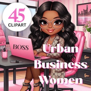 45 Urban Business Woman Clipart Bundle, Boss png, Fashion Girl png, Business Woman png, Girl Boss png, Office png, Instant Download