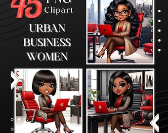 45 Urban Business Woman Clipart Bundle, Boss png, Fashion Girl png, Business Woman png, Girl Boss png, Office png, Instant Download