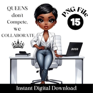 15 Boss Affirmations PNG Bundle Black Women Clipart Black Melanin Boss Queen Black Girl Planner Pics PNG Afro American Instant Download