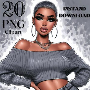 20 afroamerikanische Cliparts, Melanin Buchumschlag PNG für Sublimationsdesigns, Journal, Planer Aufkleber, Bücher PNG, Sofort Download