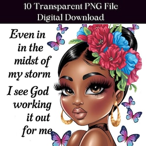 10 spirituele kracht PNG bundel geloof vrouwen clipart zwarte melanine biddende koningin Black Girl magische sublimatie Instant Digitale download