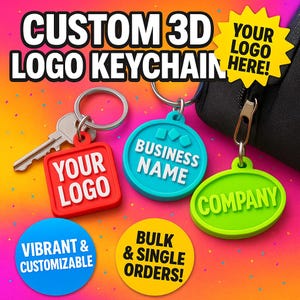 Custom 3D  Logo Keychains – Personalized Business Name Tags, Promotional Gifts, Branding Items