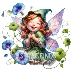 Watercolor Cute Floral Fairy Clipart | Fairy Garden High Resolution 10 JPGs 300DPI Scrapbooking, Card Making, Fantasy, Commercial Use
