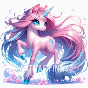 Whimsical Unicorn Clipart, High Resolution JPGs 10 300DPI Watercolor Scrapbooking, Paper Craft, Card Making, Fantasy Instant Download