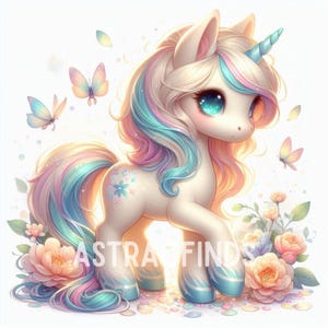 Whimsical Unicorn Clipart, High Resolution JPGs 10 300DPI Watercolor Scrapbooking, Paper Craft, Card Making, Fantasy Instant Download