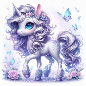 Whimsical Unicorn Clipart, High Resolution JPGs 10 300DPI Watercolor Scrapbooking, Paper Craft, Card Making, Fantasy Instant Download