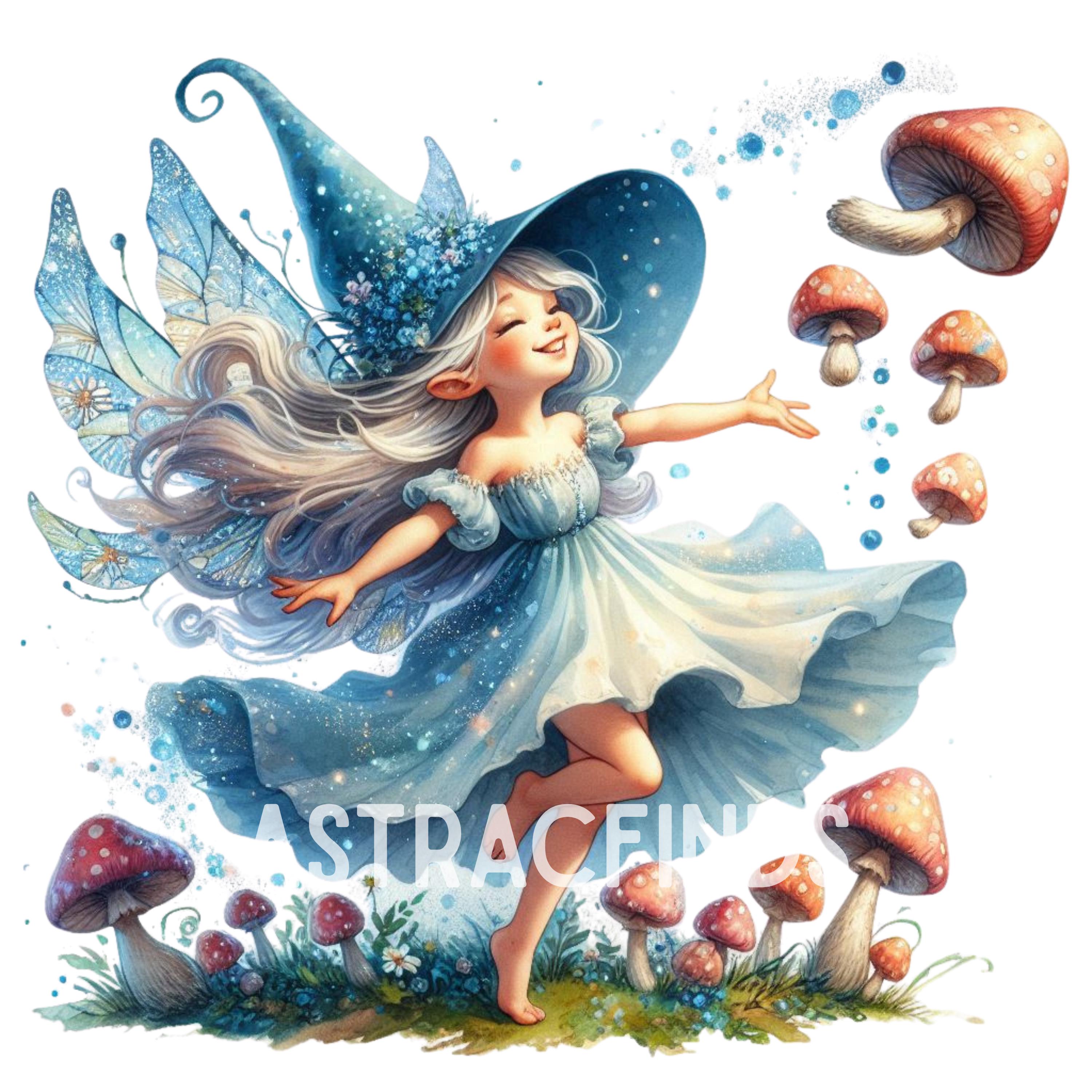 Aquarell süße Fee spielen Flöte Clipart | Hohe Auflösung 10 JPGs 300DPI Scrapbooking Junk Journals, Kartenherstellung Fantasy, kommerzielle Nutzung