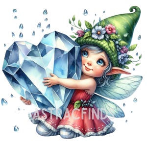Watercolor Cute Floral Fairy Clipart | Fairy Garden High Resolution 10 JPGs 300DPI Scrapbooking, Card Making, Fantasy, Commercial Use