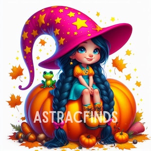 Watercolor Autumn Girl Clipart, Commercial Use, JPG 10 300DPI, Whimsical Scrapbooking, Paper Craft, Fantasy, Card Making, Instant Download