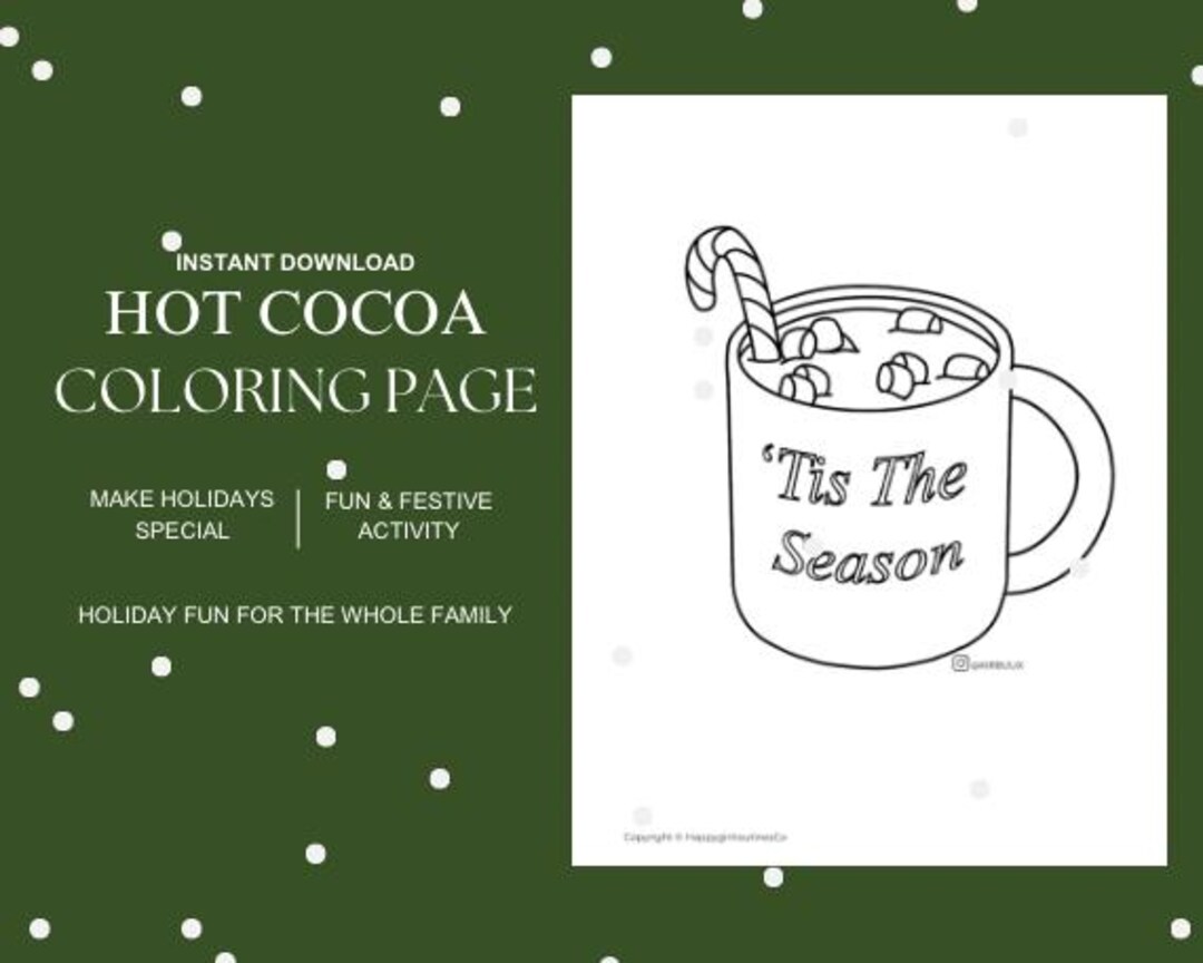 Printable Hot Cocoa Coloring Page PDF for Toddlers | Cute and Easy ...