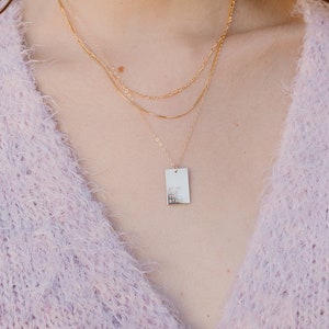 Personalized Rectangle Necklace, Personalized Rectangle Pendant, 14kt Gold Filled or Sterling Silver image 5