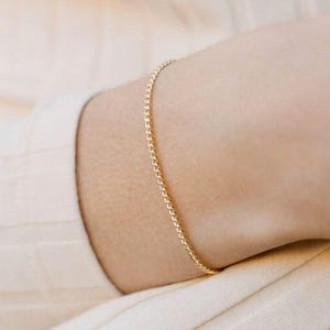 Gold Curb Chain Bracelet, 14kt Gold Filled or Sterling Silver, Thin Layering Chain Bracelet